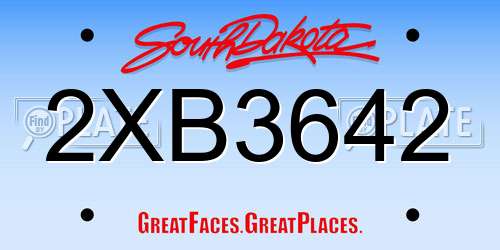 2XB3642 South Dakota License Plate