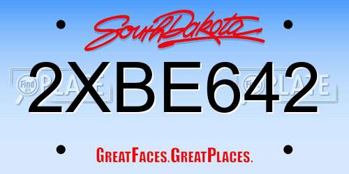 2XBE642 South Dakota License Plate