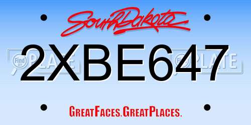 2XBE647 South Dakota License Plate