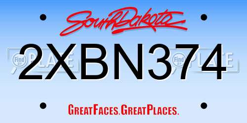 2XBN374 South Dakota License Plate