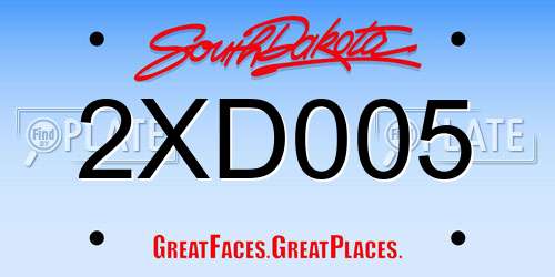 2XD005 South Dakota License Plate