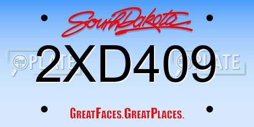 2XD409 South Dakota License Plate