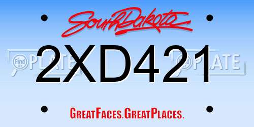 2XD421 South Dakota License Plate