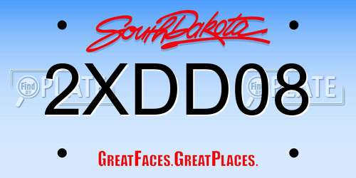 2XDD08 South Dakota License Plate