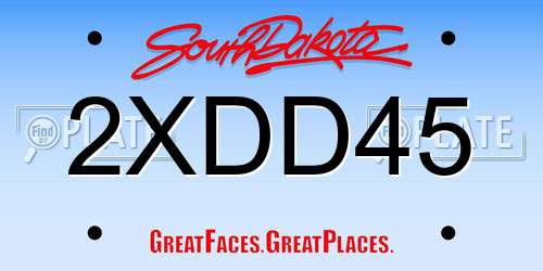 2XDD45 South Dakota License Plate