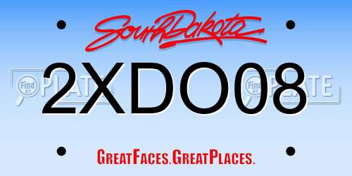 2XDO08 South Dakota License Plate