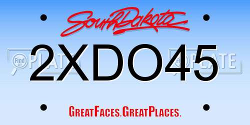 2XDO45 South Dakota License Plate