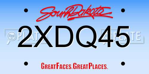 2XDQ45 South Dakota License Plate