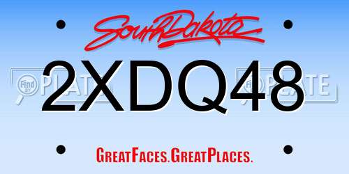2XDQ48 South Dakota License Plate