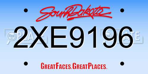 2XE9196 South Dakota License Plate