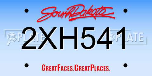 2XH541 South Dakota License Plate