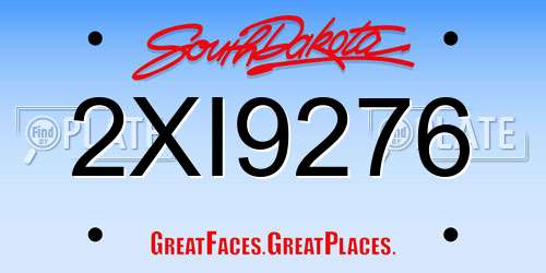2XI9276 South Dakota License Plate