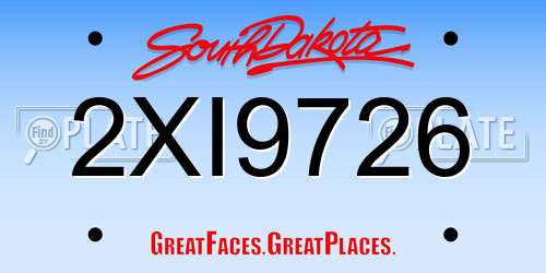 2XI9726 South Dakota License Plate