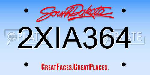 2XIA364 South Dakota License Plate