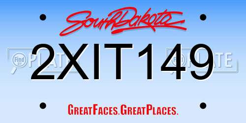 2XIT149 South Dakota License Plate
