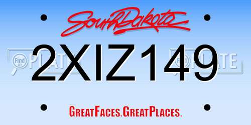2XIZ149 South Dakota License Plate