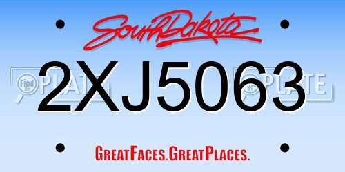 2XJ5063 South Dakota License Plate