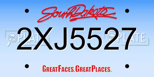 2XJ5527 South Dakota License Plate