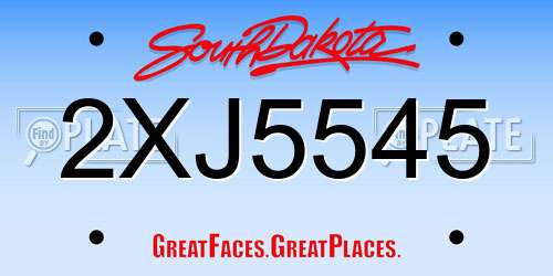 2XJ5545 South Dakota License Plate