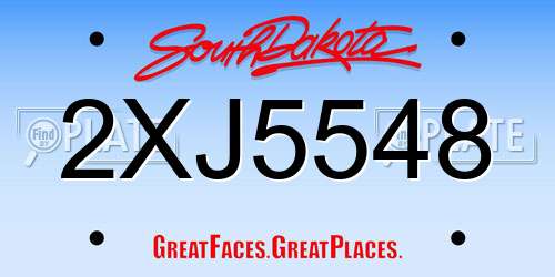 2XJ5548 South Dakota License Plate
