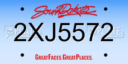 2XJ5572 South Dakota License Plate