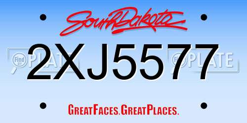 2XJ5577 South Dakota License Plate