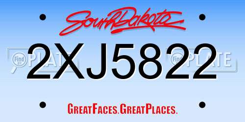 2XJ5822 South Dakota License Plate
