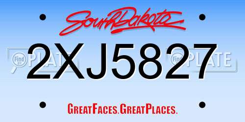 2XJ5827 South Dakota License Plate