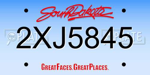 2XJ5845 South Dakota License Plate