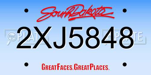 2XJ5848 South Dakota License Plate
