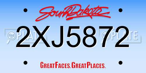2XJ5872 South Dakota License Plate