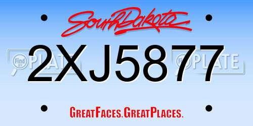 2XJ5877 South Dakota License Plate