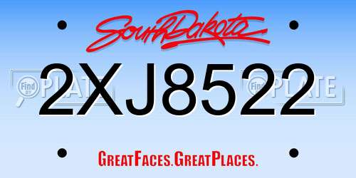 2XJ8522 South Dakota License Plate