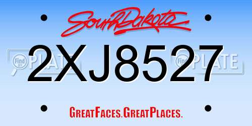 2XJ8527 South Dakota License Plate