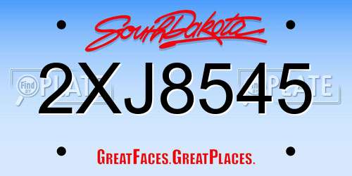 2XJ8545 South Dakota License Plate