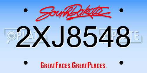 2XJ8548 South Dakota License Plate
