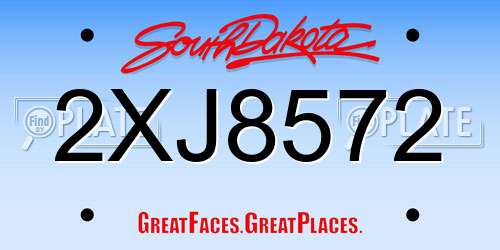 2XJ8572 South Dakota License Plate