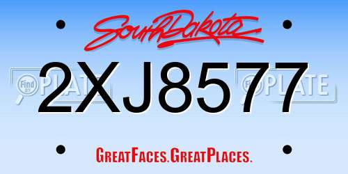 2XJ8577 South Dakota License Plate