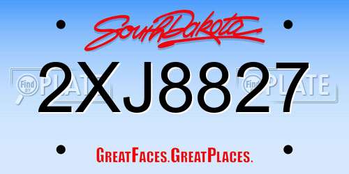 2XJ8827 South Dakota License Plate