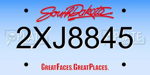 2XJ8845 South Dakota License Plate