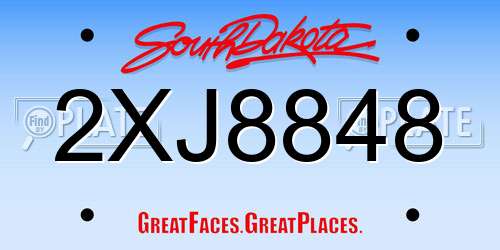 2XJ8848 South Dakota License Plate