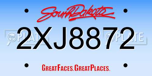 2XJ8872 South Dakota License Plate