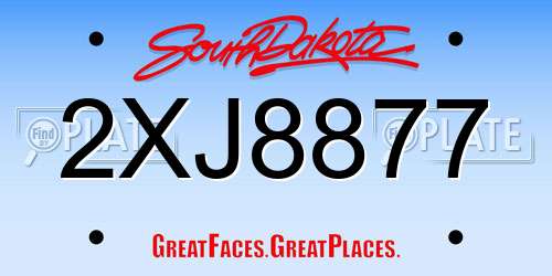 2XJ8877 South Dakota License Plate