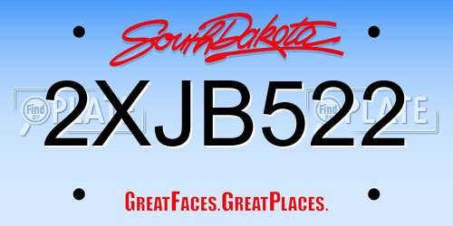 2XJB522 South Dakota License Plate
