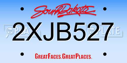 2XJB527 South Dakota License Plate