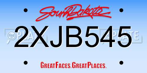 2XJB545 South Dakota License Plate