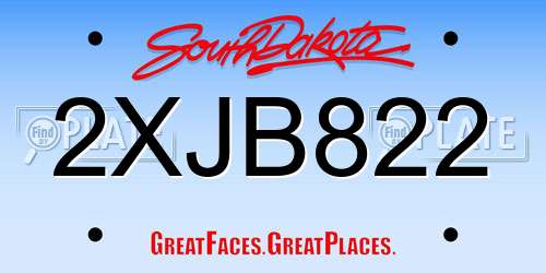 2XJB822 South Dakota License Plate