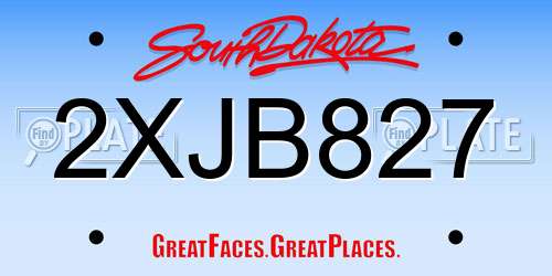 2XJB827 South Dakota License Plate