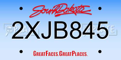 2XJB845 South Dakota License Plate