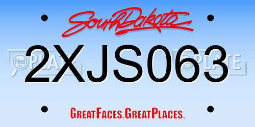 2XJS063 South Dakota License Plate